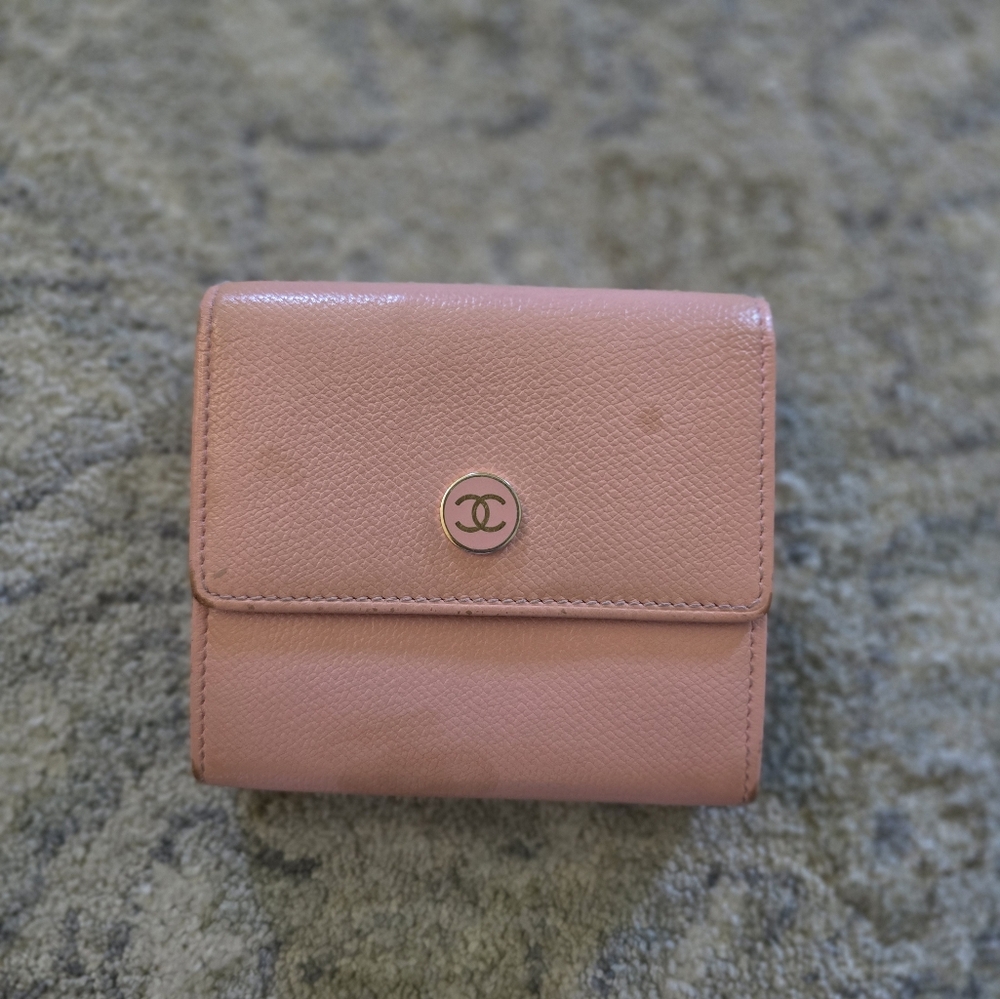 Chanel Light Pink Dual Snap Wallet Authentic